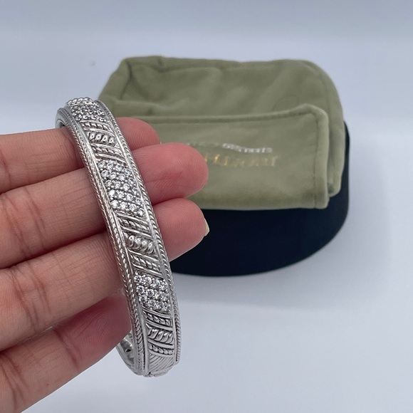 Judith Ripka Sterling Silver Diamonique Cuff Bracelet 925 CZ Rhodium Plated - Picture 9 of 10